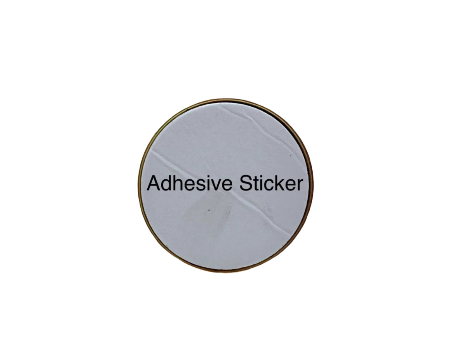 Saint Benedict crucifix bottom view round adhesive sticker with text on a white background