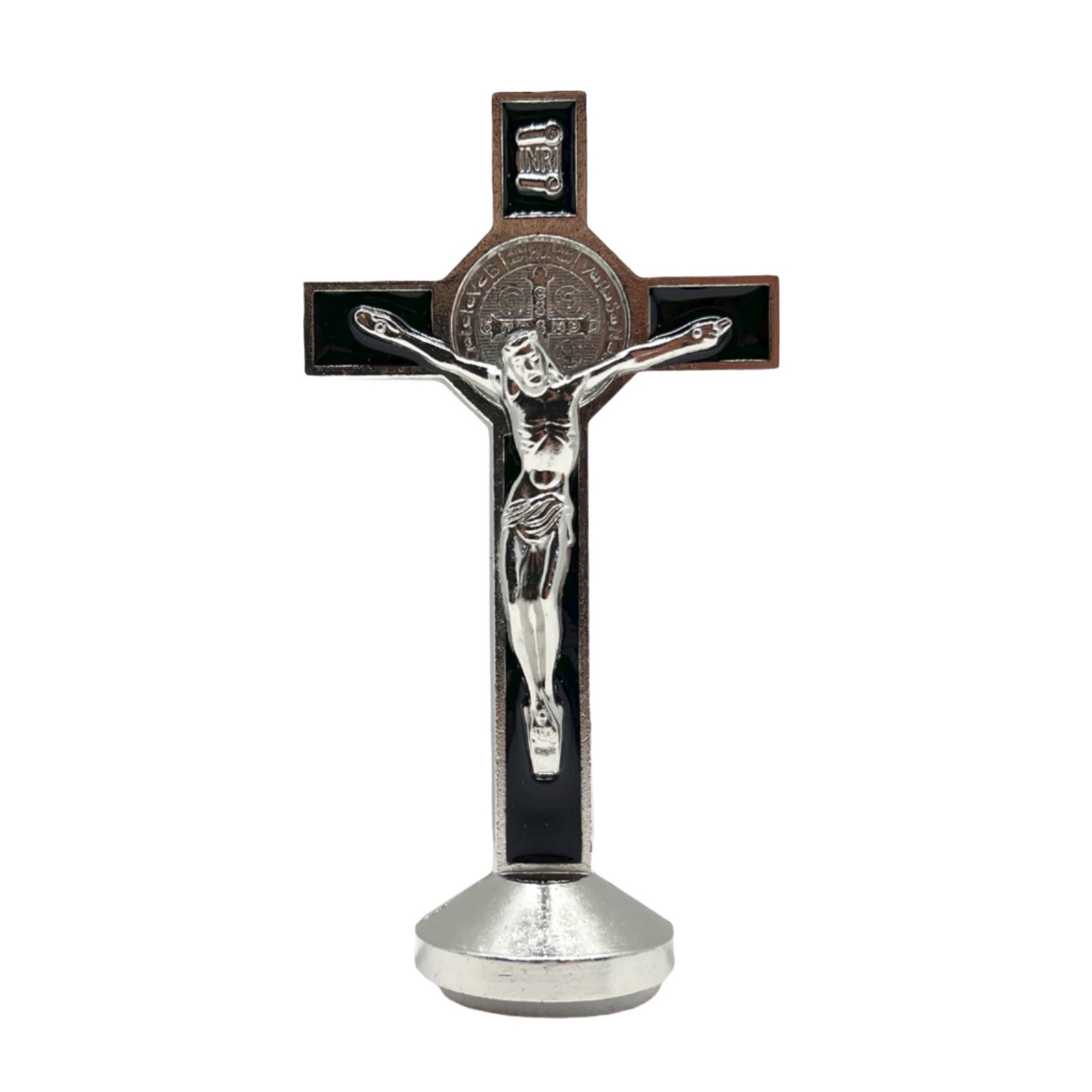 Black St. Benedict Car Cross – 3" Crucifix for Dashboard