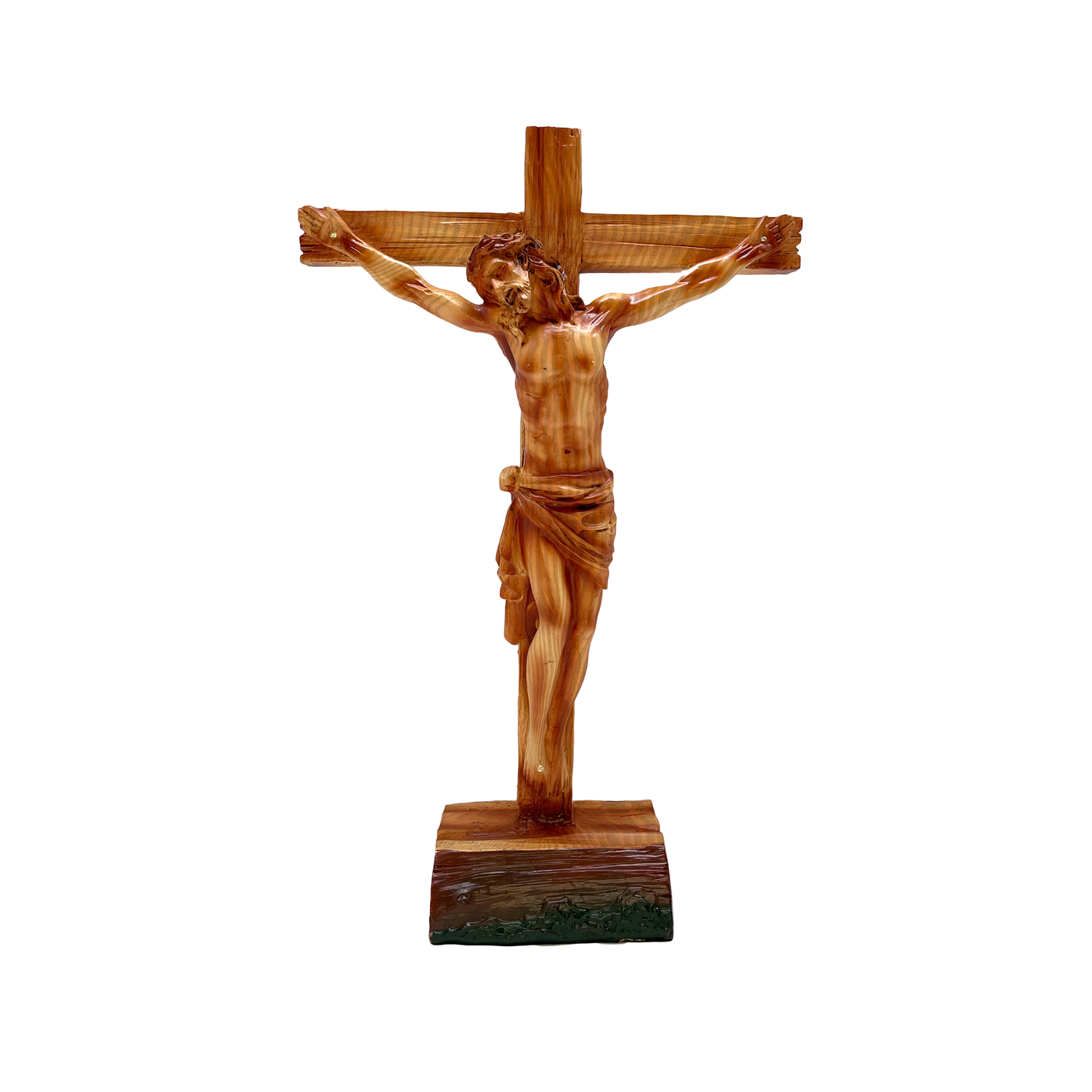 12" Ceramic Wood Crucifix