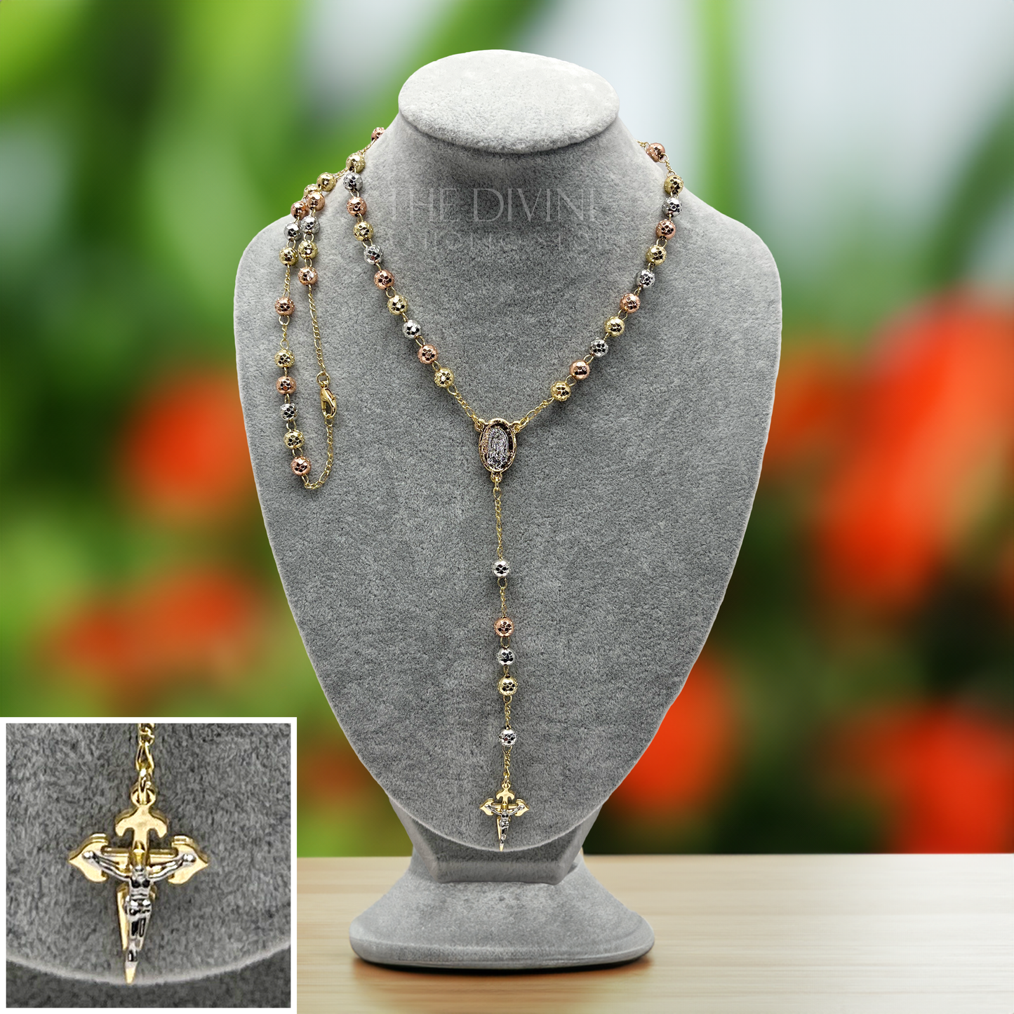 18k Gold Plated Rosary Three gold colored