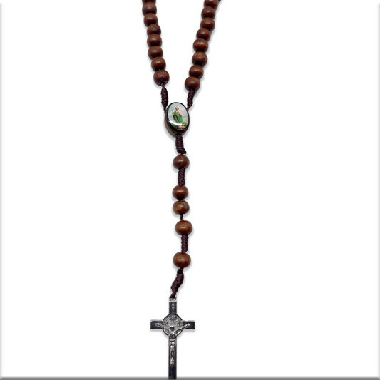 St Jude Brown Wood Rosary