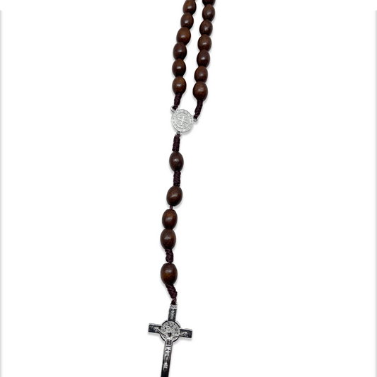 Wooden Rosary with St. Benedict Medals