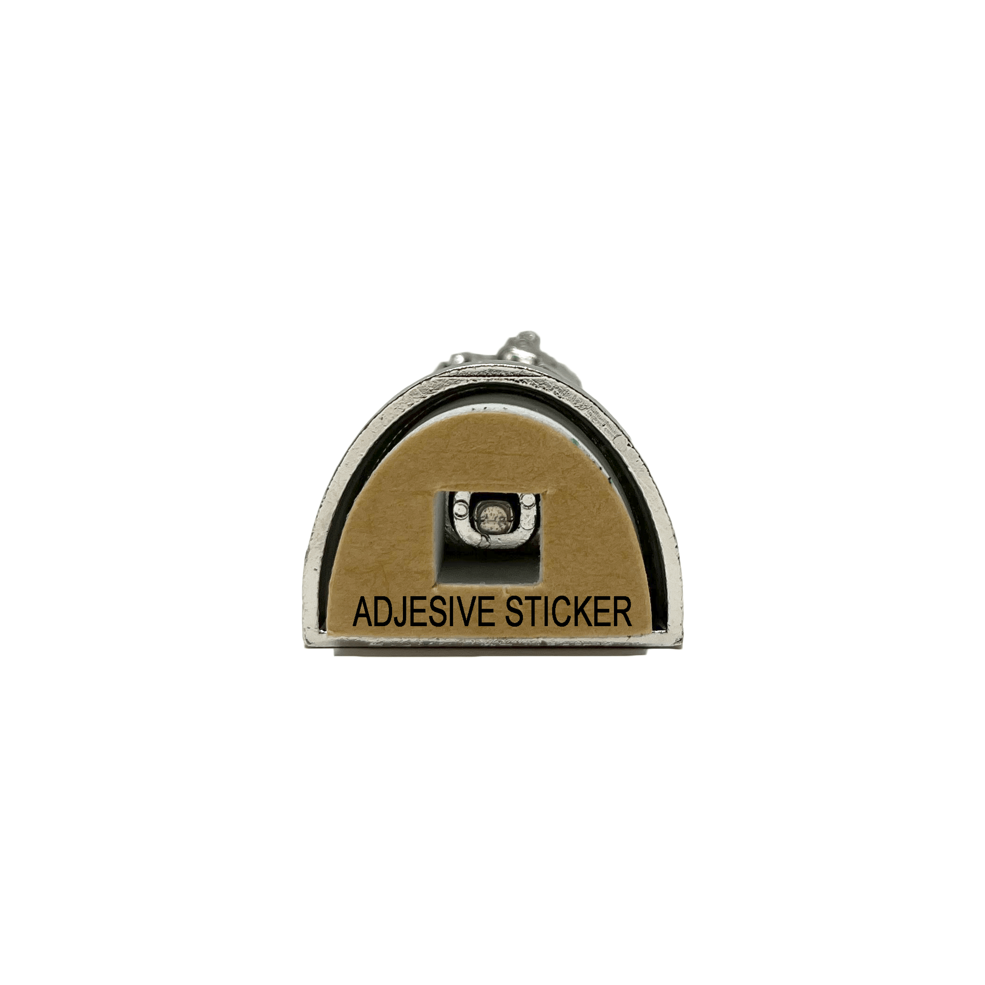 Bottom view of St. Jude mini dashboard statue, 2.5-inch Catholic car figurine with stained glass back and adhesive base