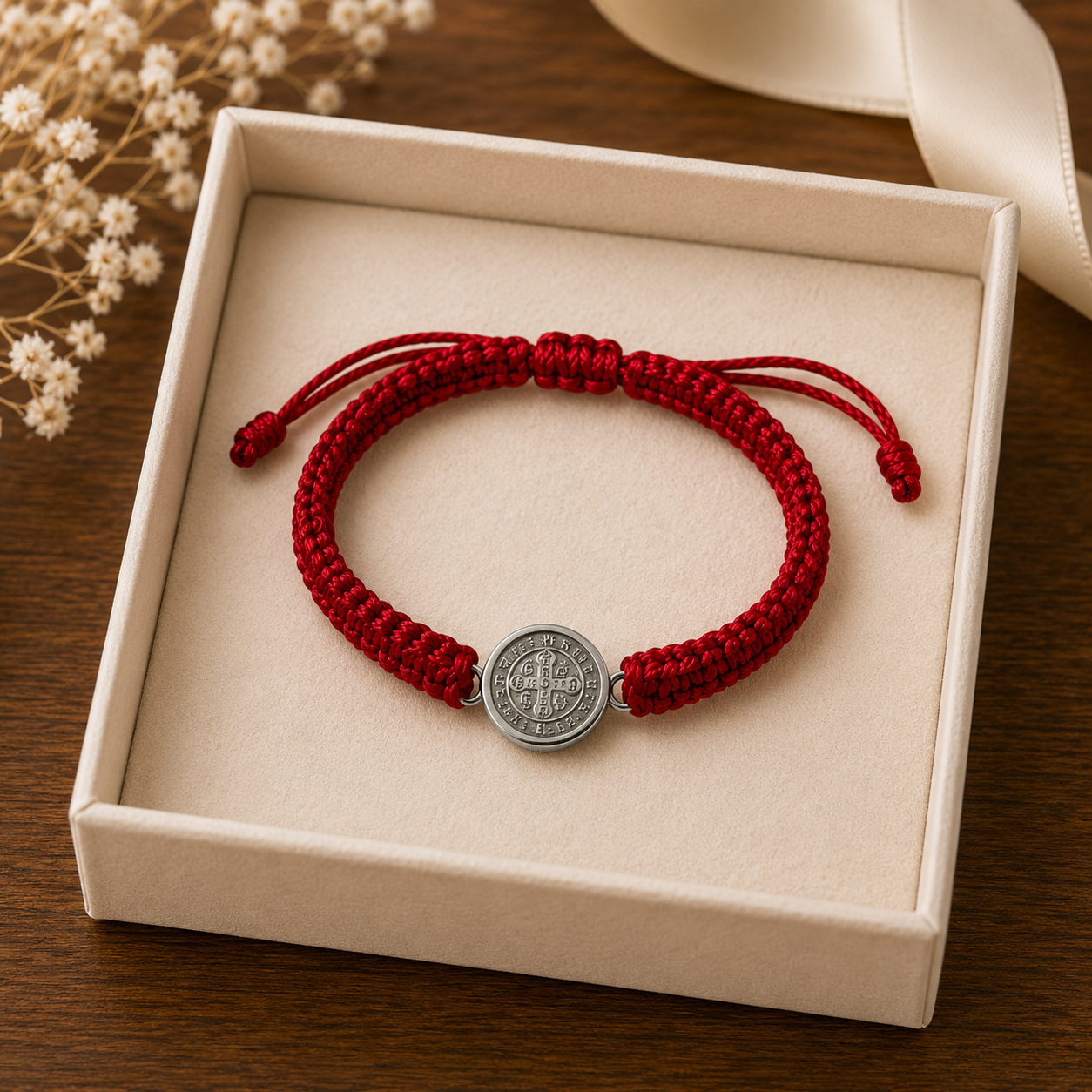 Red St. Benedict Bracelet – Classic Large Medal