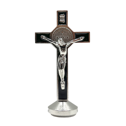 Black St. Benedict Car Cross – 3" Crucifix for Dashboard