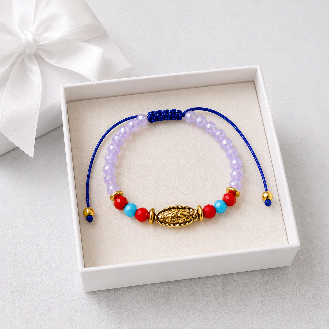 Purple Beaded Guadalupe Baby Bracelet – Adjustable Catholic Infant Gift