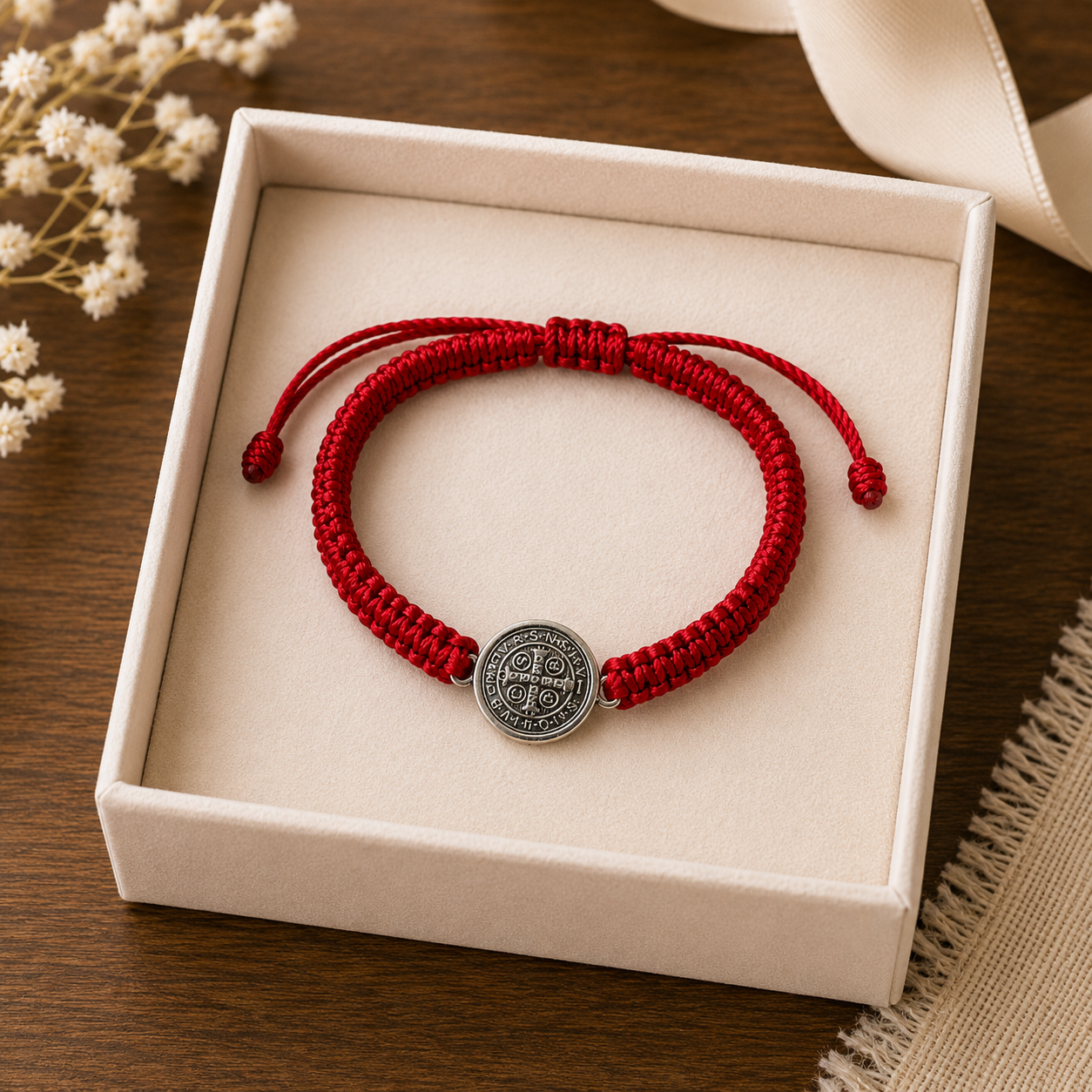 Red St. Benedict Bracelet – Minimal Medal Style
