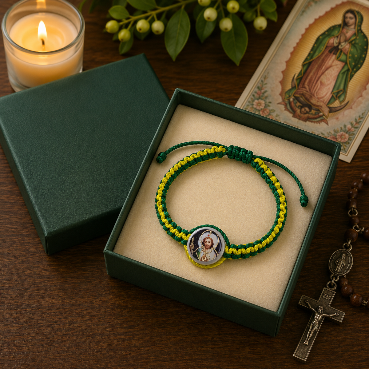 St. Jude Bracelet – Green & Yellow Adjustable Nylon Bracelet