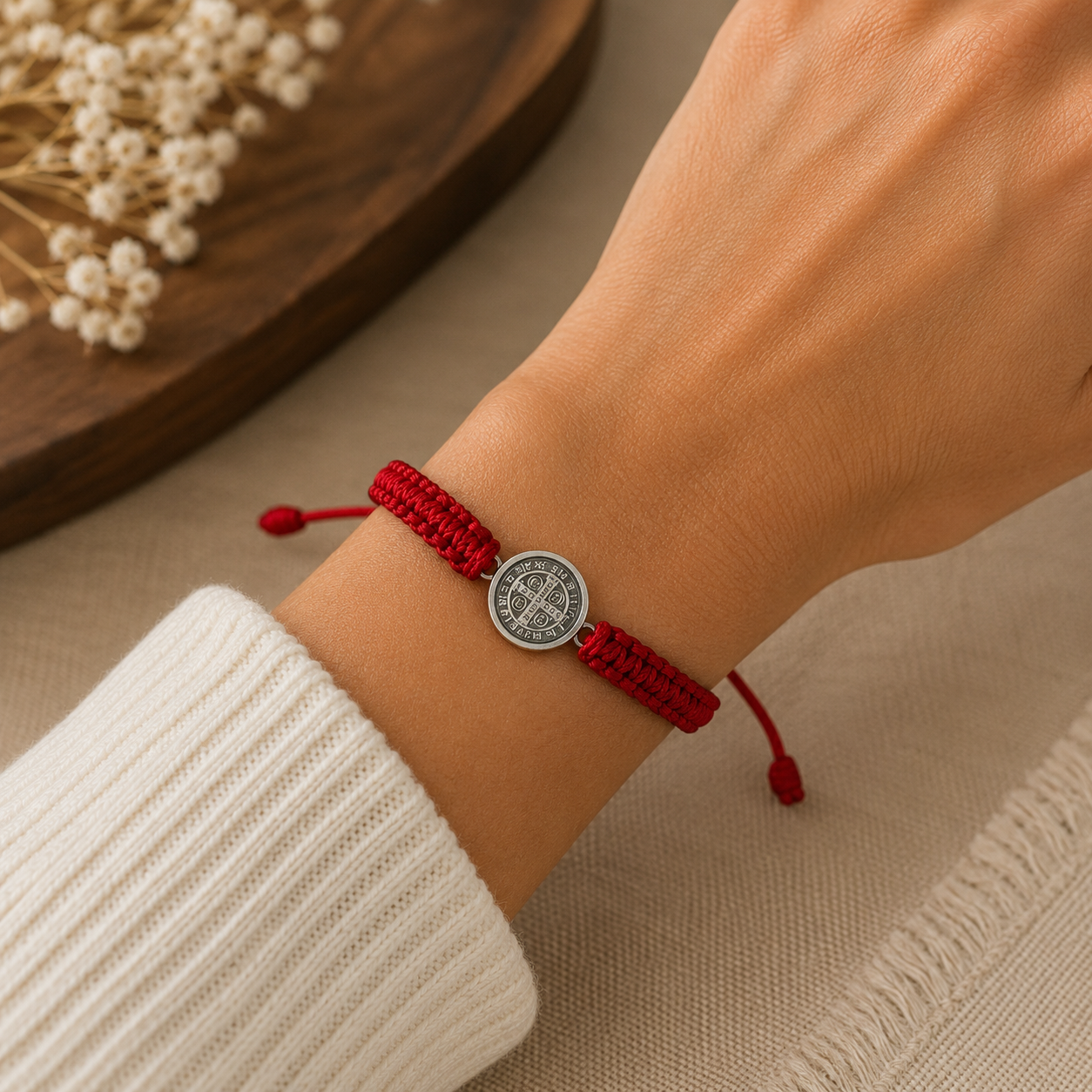 Red St. Benedict Bracelet – Classic Large Medal