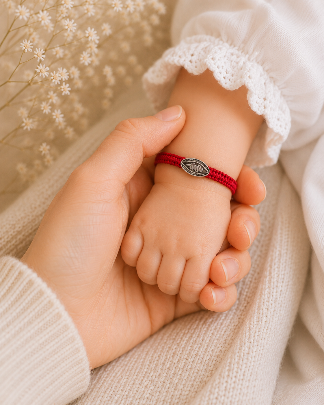 Red St. Benedict Baby Bracelet – Adjustable Catholic Infant Gift