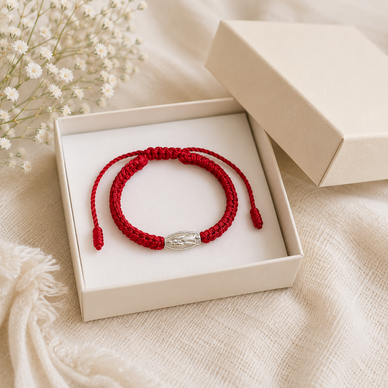 Our Lady of Guadalupe Baby Bracelet – Adjustable Red Catholic Infant Bracelet