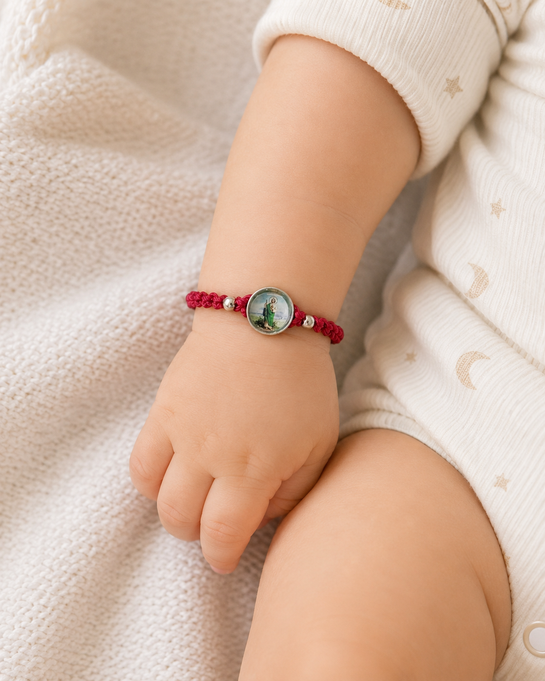 St. Jude Baby Bracelet – Adjustable Red Nylon Catholic Bracelet for Infants