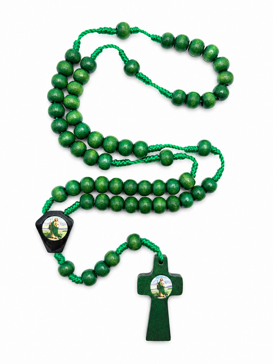 Green St. Jude Wooden Rosary
