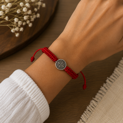 Red St. Benedict Bracelet – Minimal Medal Style