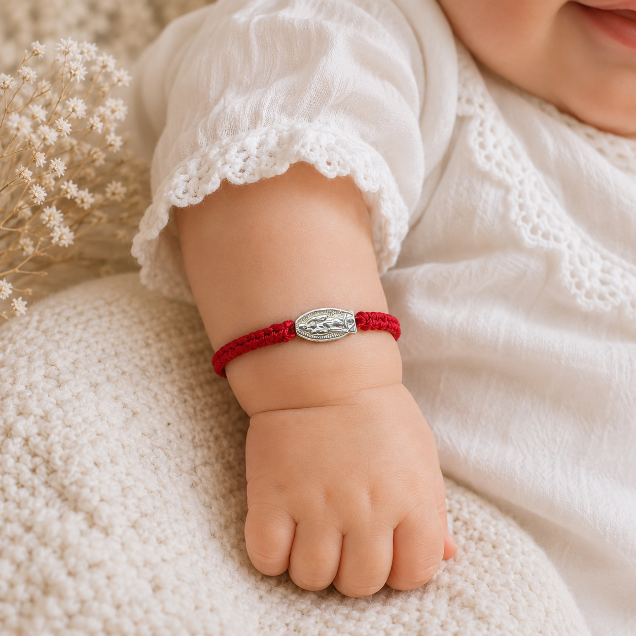 Our Lady of Guadalupe Baby Bracelet – Adjustable Red Catholic Infant Bracelet