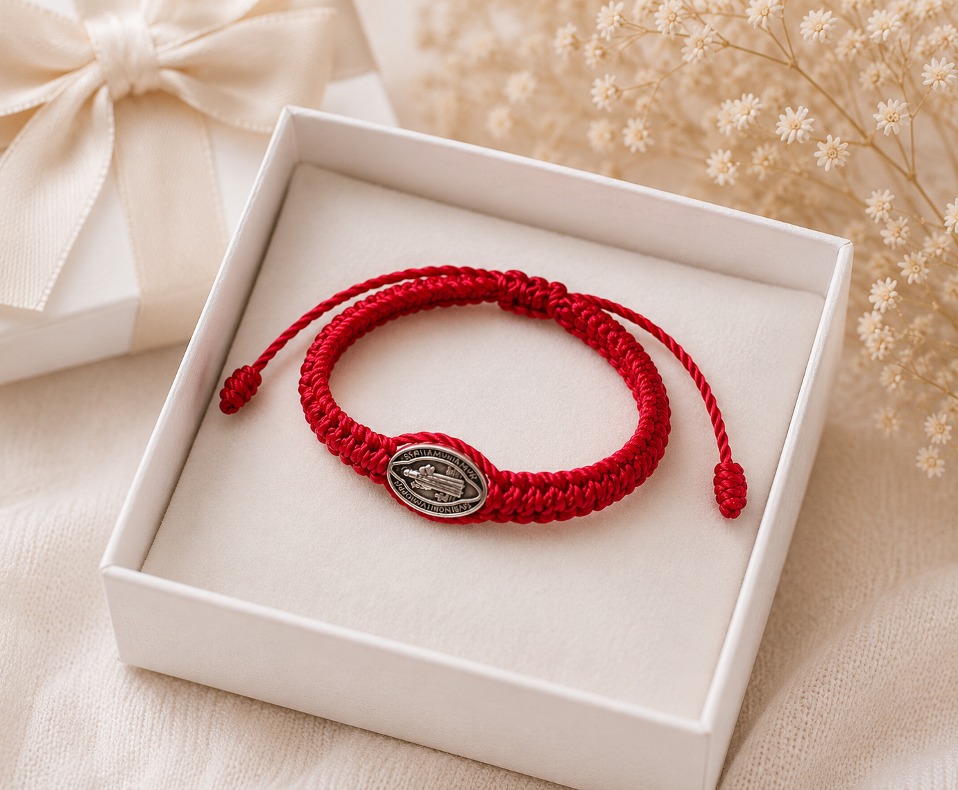 Red St. Benedict Baby Bracelet – Adjustable Catholic Infant Gift