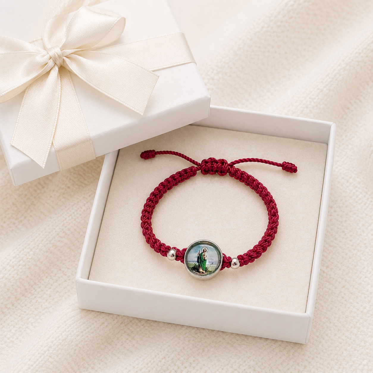 St. Jude Baby Bracelet – Adjustable Red Nylon Catholic Bracelet for Infants