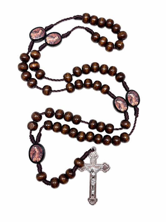 Our Lady of Guadalupe Wooden Rosary with St. Benedict Crucifix