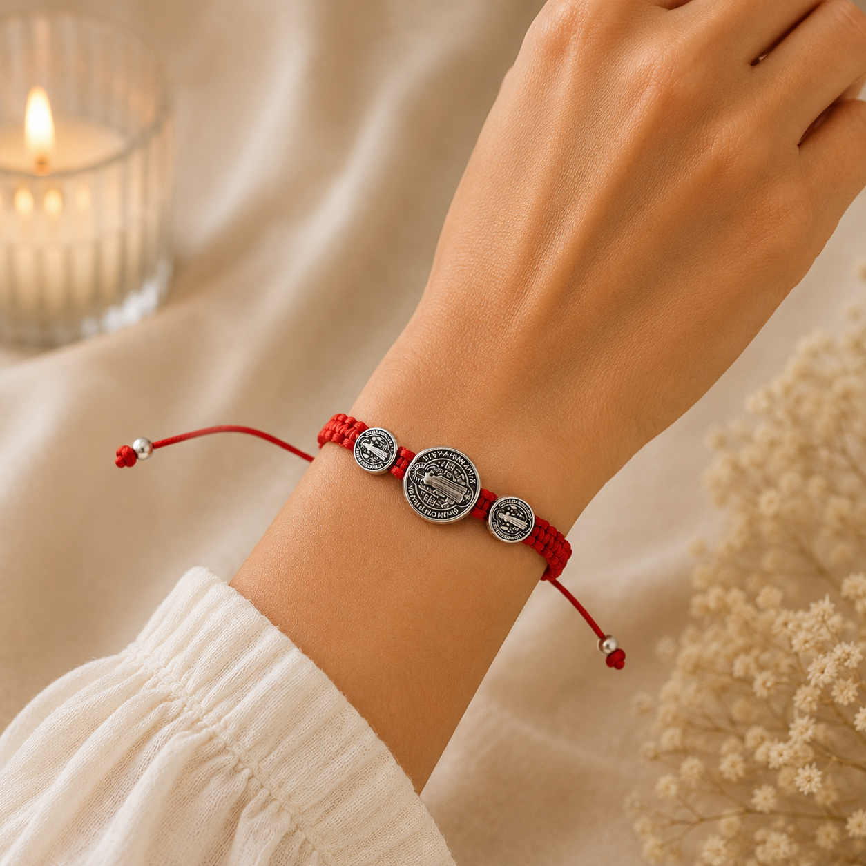 Red St. Benedict Bracelet with 3 Medals