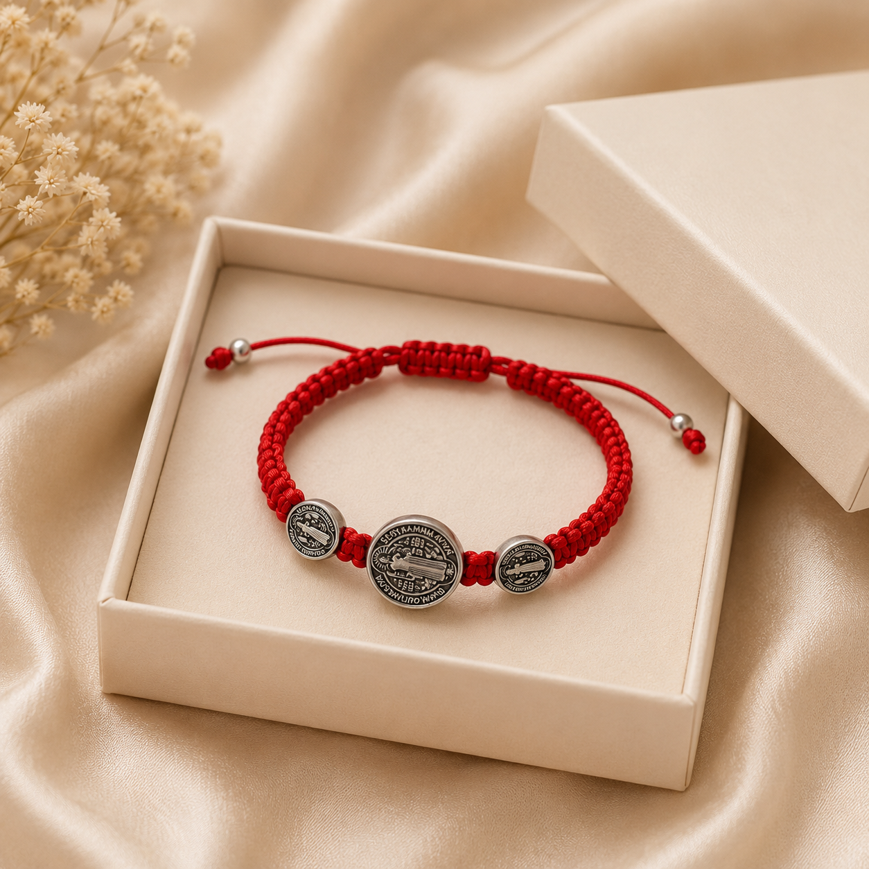 Red St. Benedict Bracelet with 3 Medals
