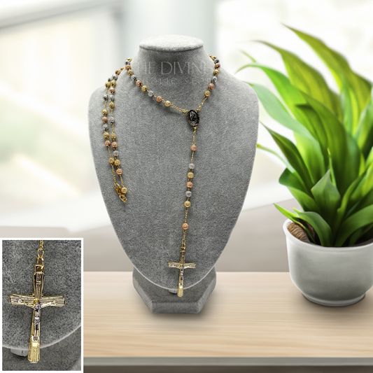 Tri-Colored Gold Plated Rosary Style 155 - The Divine Catholic Store
