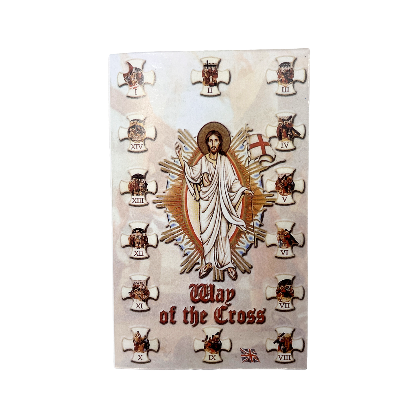 Estaciones de la cruz Crucifijo de madera con folleto