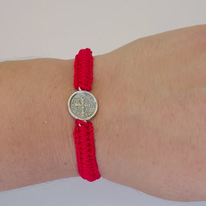 Red St. Benedict Bracelet – Minimal Medal Style
