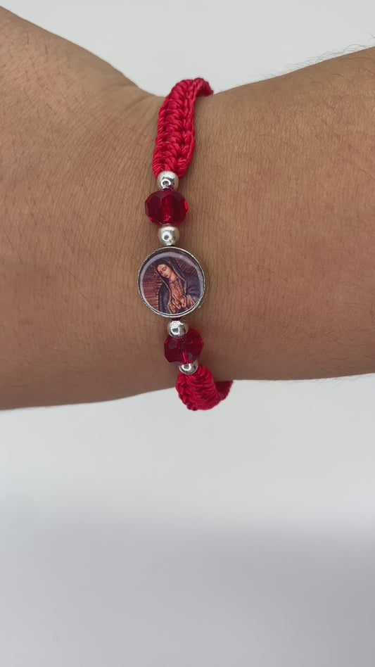 Our Lady of Guadalupe Red Beaded Bracelet