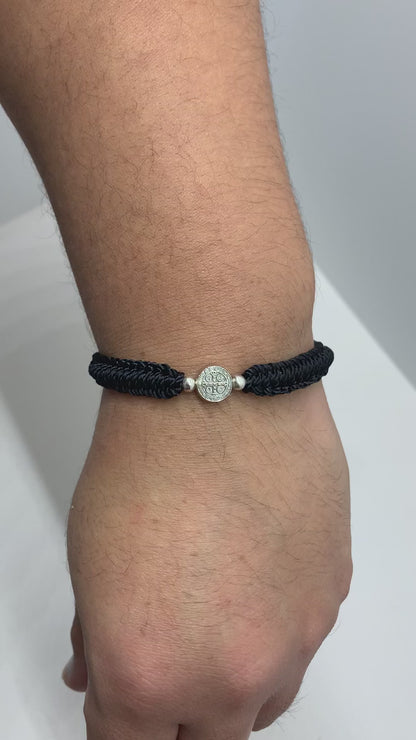St Benedict Black Threaded Bracelet