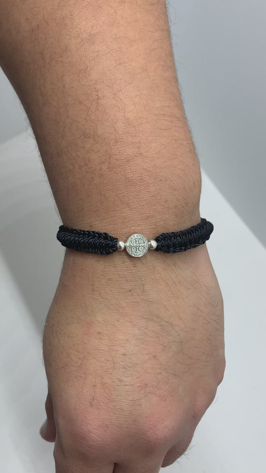 St Benedict Black Threaded Bracelet
