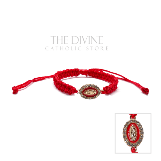 Our Lady of Guadalupe Bracelet Red and Gold Pendant