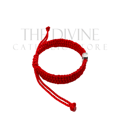 Red Threaded St. Benedict Bracelet with Silver Charm