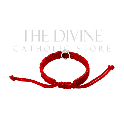 Red Threaded St. Benedict Bracelet with Silver Charm