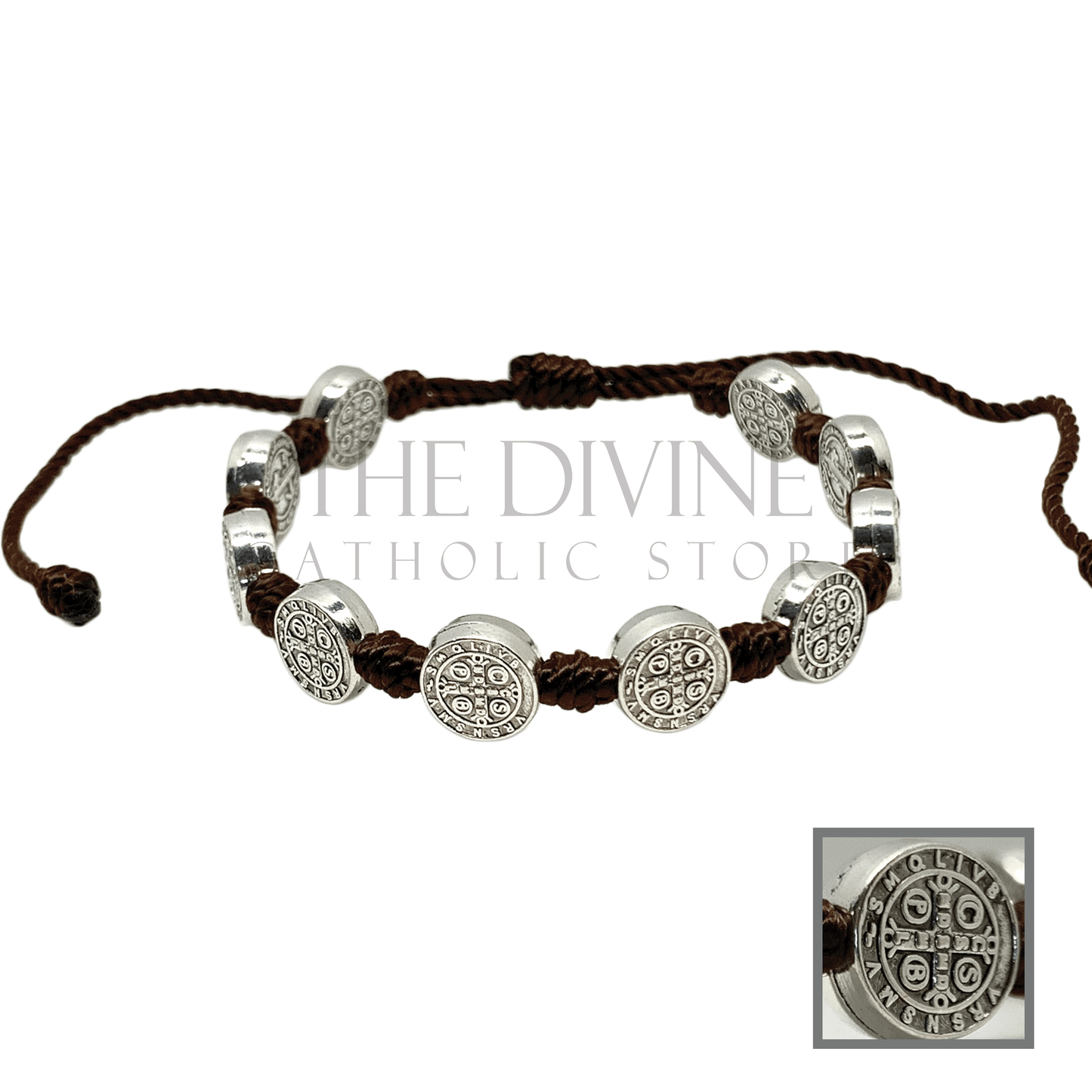 St Benedict 10 Medal Bracelet Brown