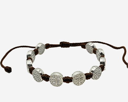 St Benedict 10 Medal Bracelet Brown