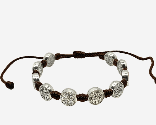 St Benedict 10 Medal Bracelet Brown