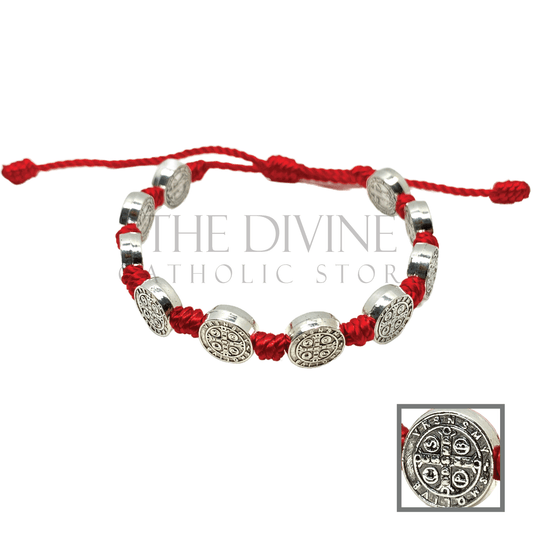 St. Benedict 10 Medal Bracelet Red