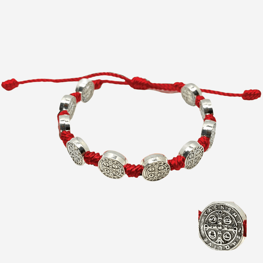 St. Benedict 10 Medal Bracelet Red