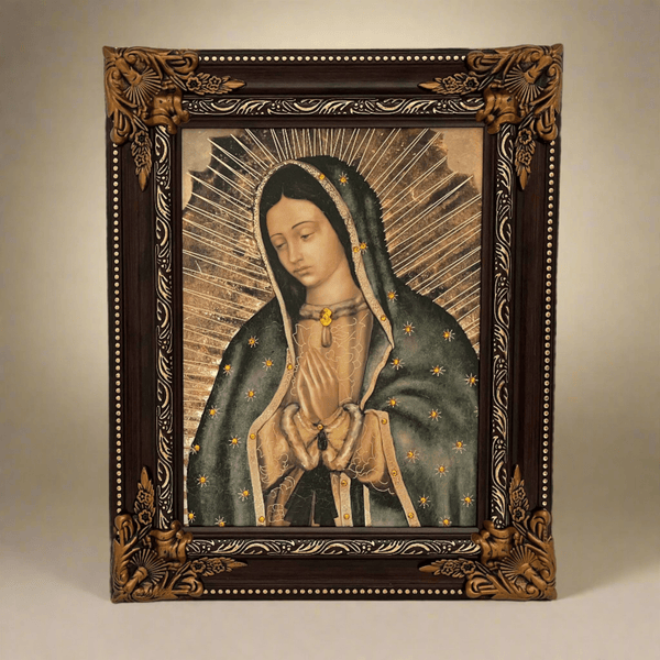 27 Inch Our Lady of Guadalupe Framed Wall Art – Gold Ornate Finish