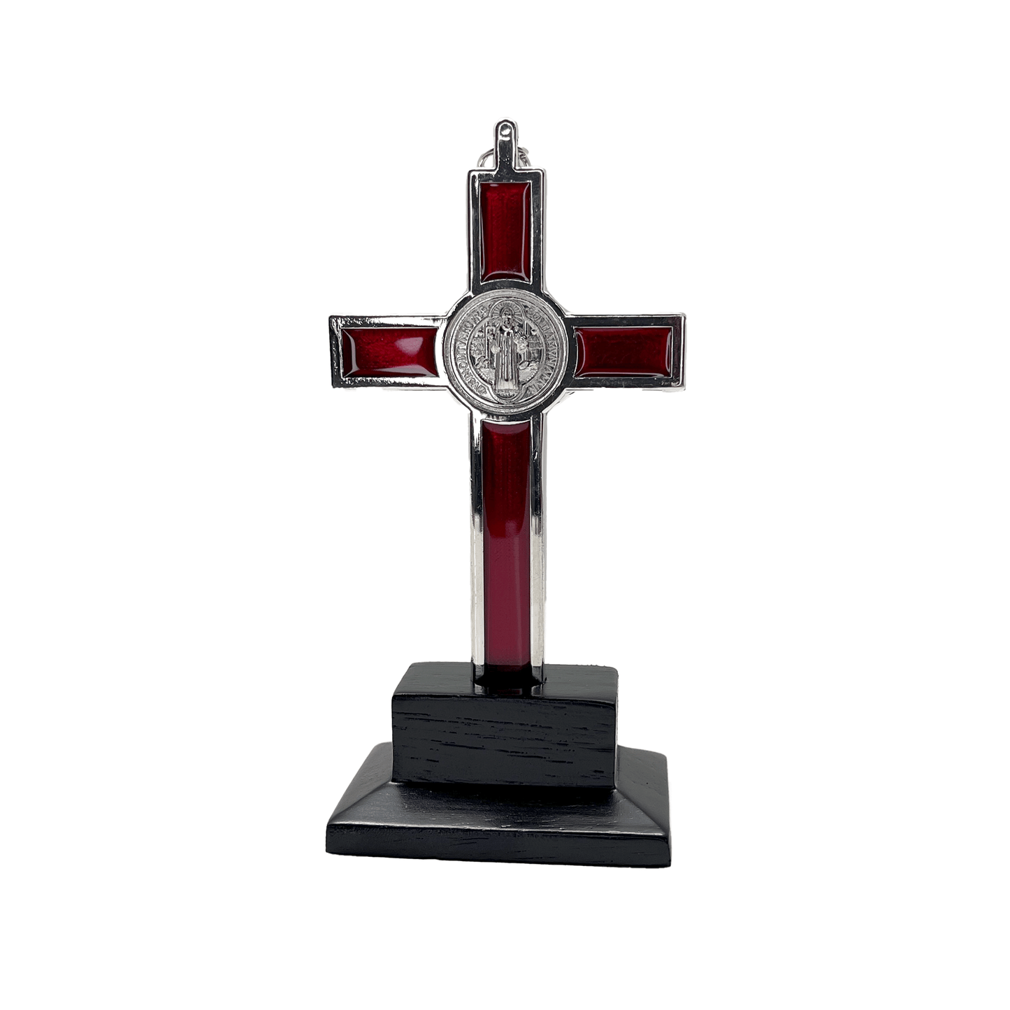 St Benedict Crucifix Standing with Wood Base 6 Inch