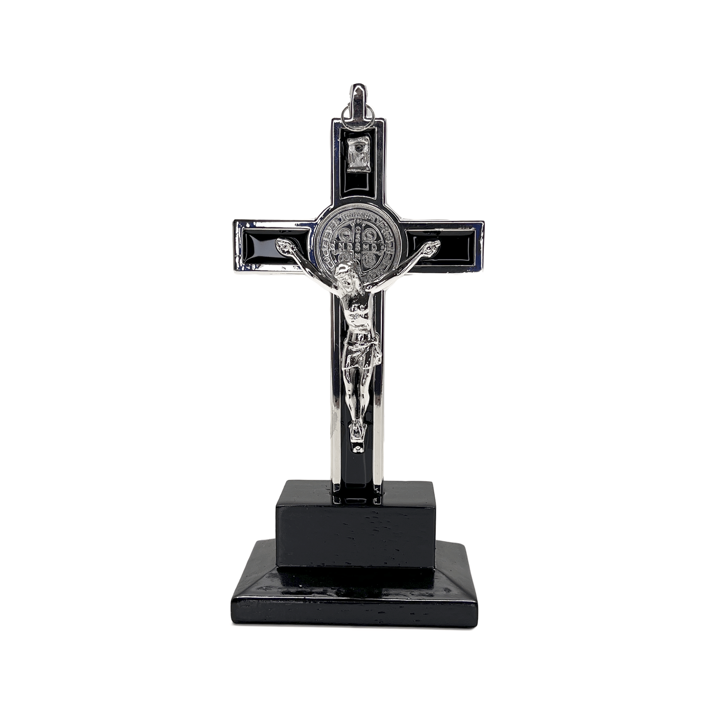 St Benedict Crucifix Standing with Wood Base 6 Inch