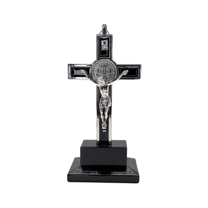 St Benedict Crucifix Standing with Wood Base 6 Inch