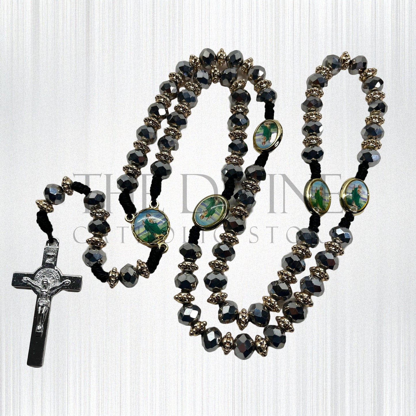 Silver Crystal St Jude Rosary