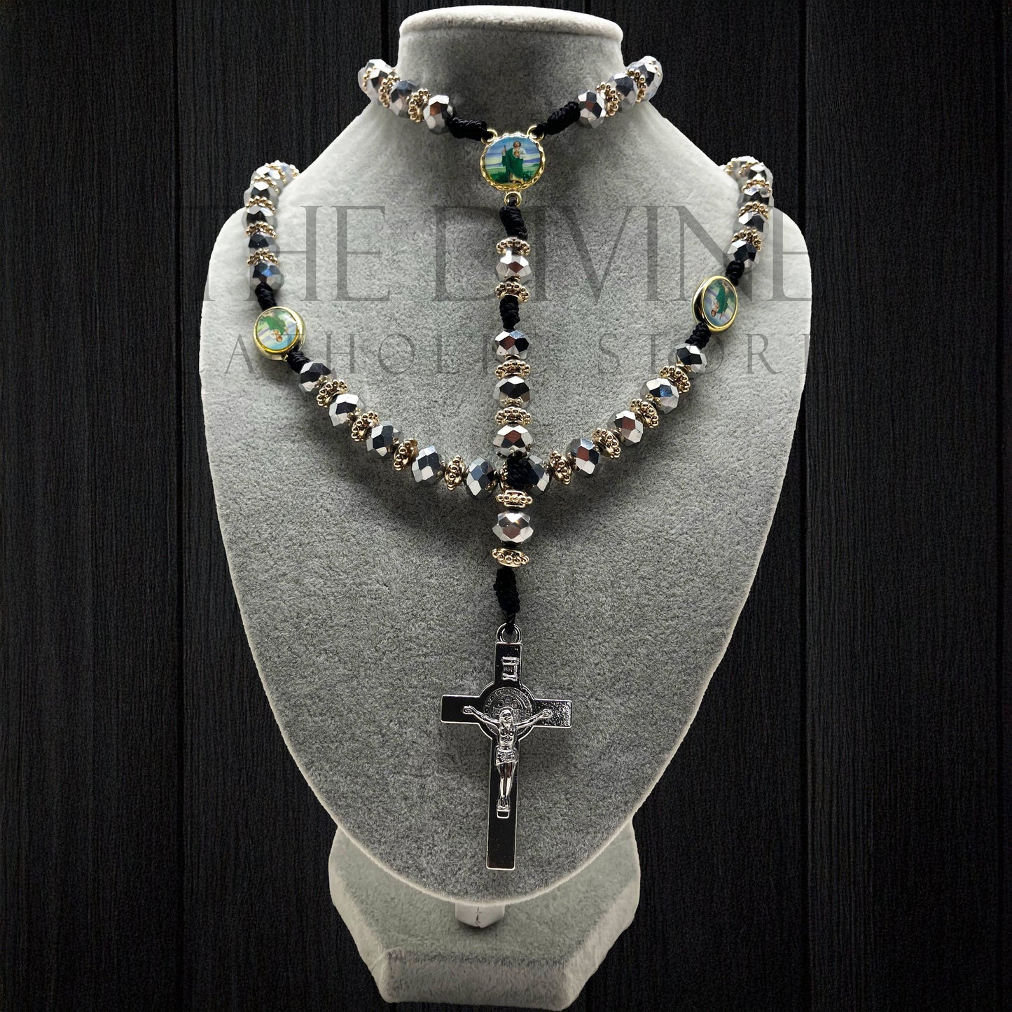 Silver Crystal St Jude Rosary
