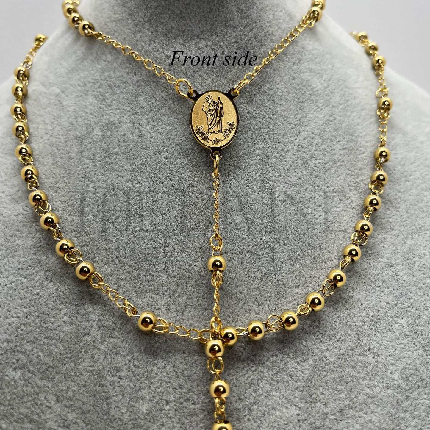 St Jude Stainless Steel Gold Rosary