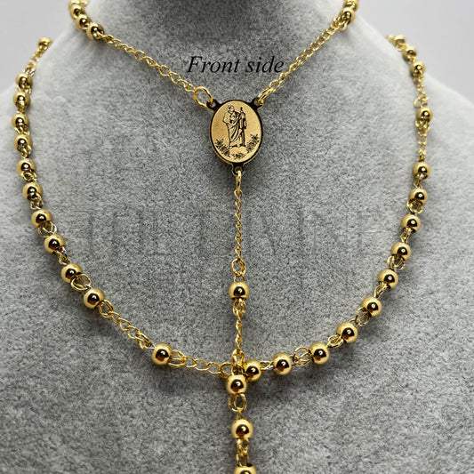 St Jude Stainless Steel Gold Rosary
