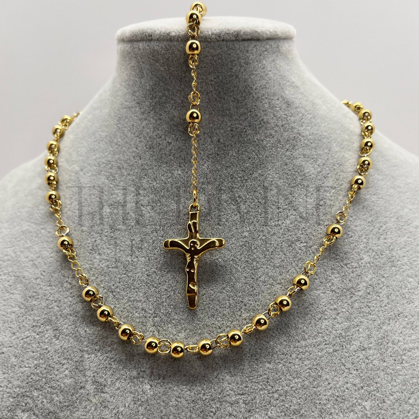 St Jude Stainless Steel Gold Rosary