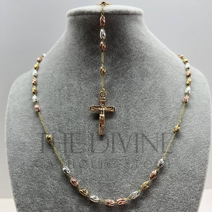 Three Color Stainless Steel Gold Rosary with Rhinestone