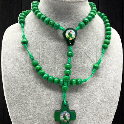Wooden Beads St Jude Image Rosary Green